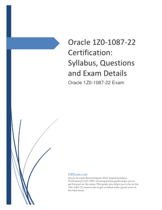 Oracle 1Z0-1087-22 Certification: Syllabus, Questions and Exam Details