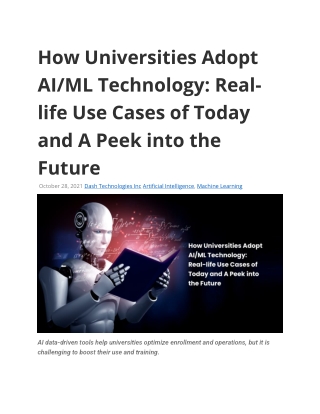 How Universities Adopt AI/ML Technology : Real-life Use Cases of Today