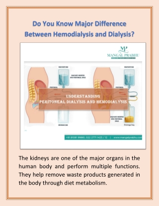 Do You Know Major Difference Between Hemodialysis and Dialysis?