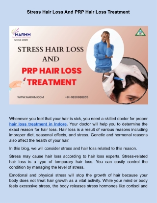 Stress Hair Loss And PRP Hair Loss Treatment