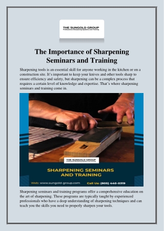 The Importance of Sharpening Seminars and Training