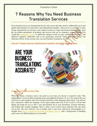 7 Reasons Why You Need Business Translation Services