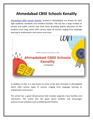 Ahmedabad CBSE Schools Kenalily