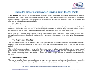 Consider these features when Buying Adult Diaper Pants