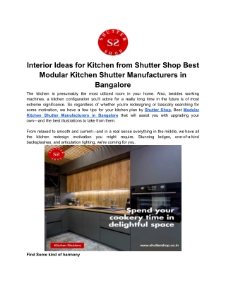 Interior Ideas for Kitchen from Shutter Shop Best Modular Kitchen Shutter Manufacturers in Bangalore