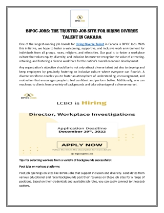 BIPOC Jobs The Trusted Job Site for Hiring Diverse Talent in Canada