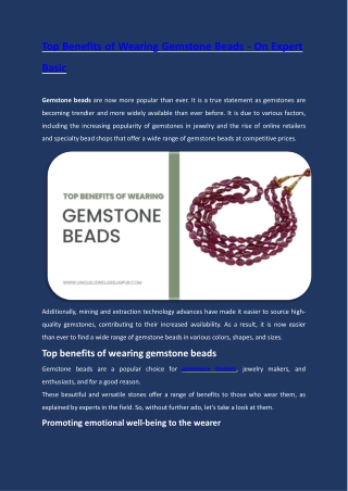 Top Benefits of Wearing Gemstone Beads On Expert Basic