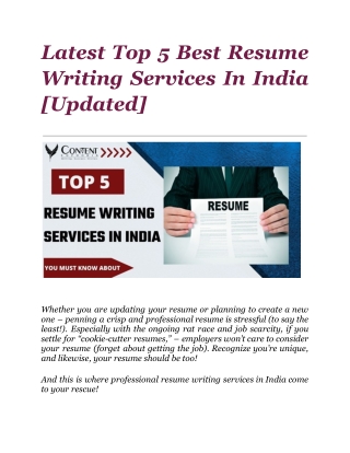 Latest Top 5 Best Resume Writing Services In India [Updated]