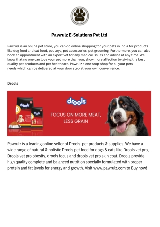 Buy Drools Pet Food Product Online From Pawrulz