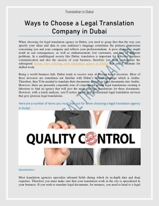 Ways to Choose a Legal Translation Company in Dubai