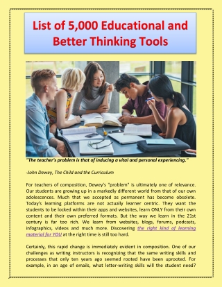List of 5,000 Educational and Better Thinking Tools