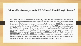 Most effective ways to fix SBCGlobal Email Login Issues? 1-833-836-0944