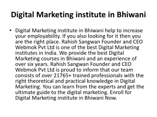 Best Digital Marketing Institute in Bhiwani