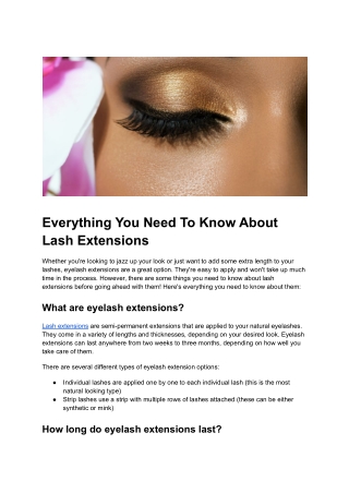 Everything You Need To Know About Lash Extensions