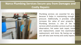 Norco Plumbing Services Secure you from Damages and Costly Repairs