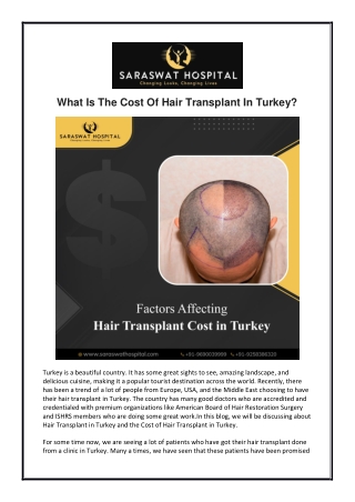 What Is The Cost Of Hair Transplant In Turkey?