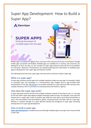 Super App Development- How to Build a Super App