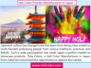 Holi color powder manufacturers in Japan