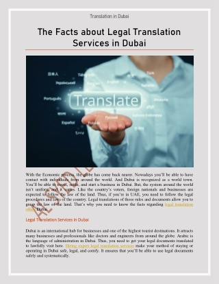 The Facts About Legal Translation Services in Dubai