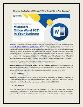 How Can You Implement Microsoft Office Word 2021 In Your Business?