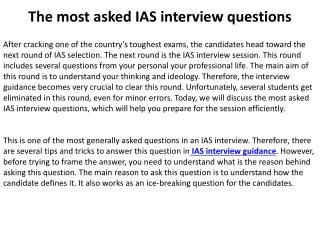 The most asked IAS interview questions