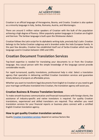 How to get quality Croatian translation services