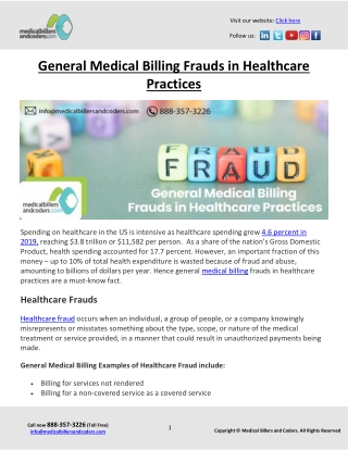 General Medical Billing Frauds in Healthcare Practices