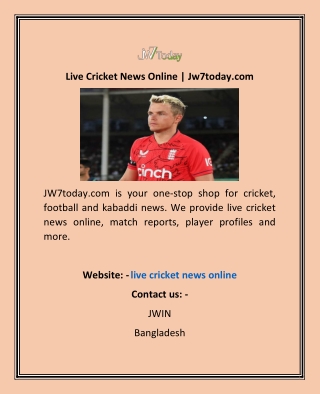 Live Cricket News Online | Jw7today.com