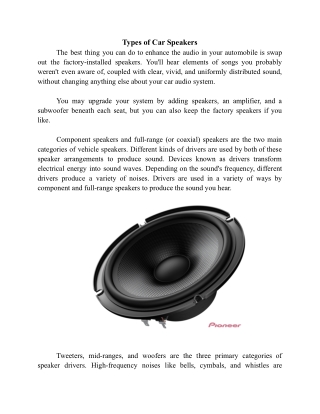 Types of Car Speakers