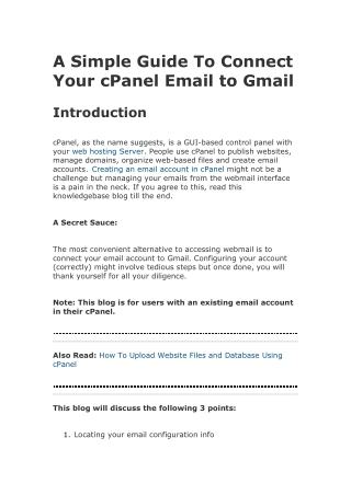 A Simple Guide To Connect Your cPanel Email to Gmail