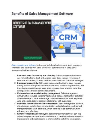 Benefits of Sales Management Software