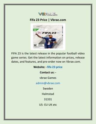 Fifa 23 Price | Vbrae.com