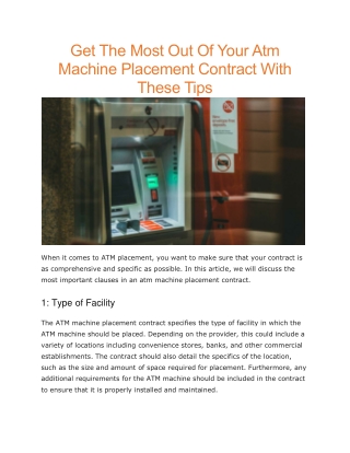 Atm machine placement contract