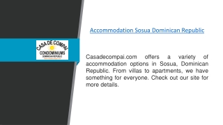 Accommodation Sosua Dominican Republic  Casadecompai.com