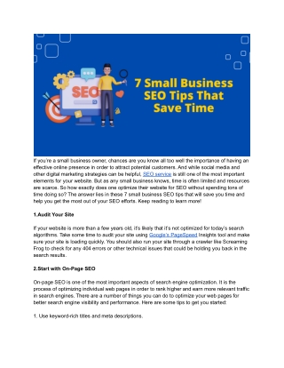 7 Small Business SEO Tips That Save Time