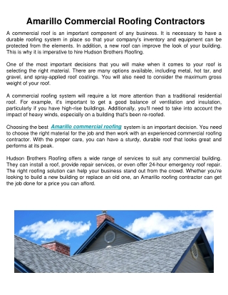 Amarillo Commercial Roofing Contractors