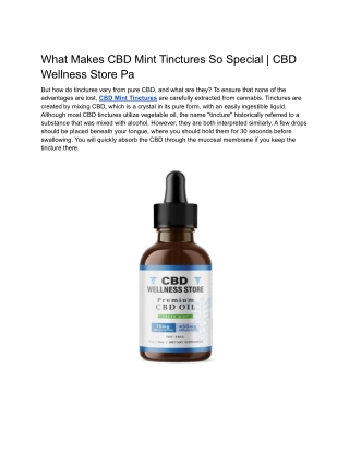 What Makes CBD Mint Tinctures So Special _ CBD Wellness Store Pa