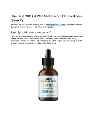 The Best CBD Oil With Mint Flavor _ CBD Wellness Store Pa