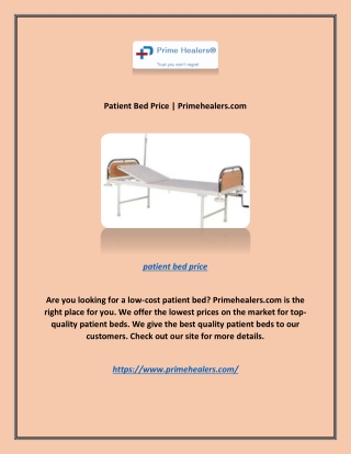 Patient Bed Price | Primehealers.com