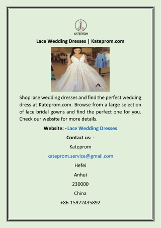 Lace Wedding Dresses | Kateprom.com