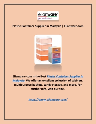 Plastic Container Supplier in Malaysia | Elianware.com