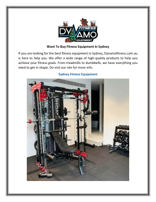 Want To Buy Fitness Equipment In Sydney