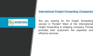 International Freight Forwarding & Shipping Companies in Florida