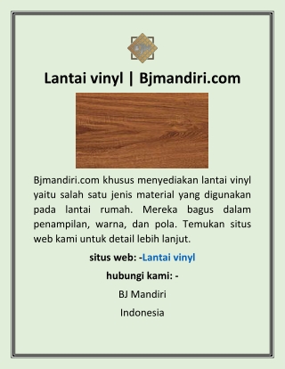 Lantai vinyl  | Bjmandiri.com