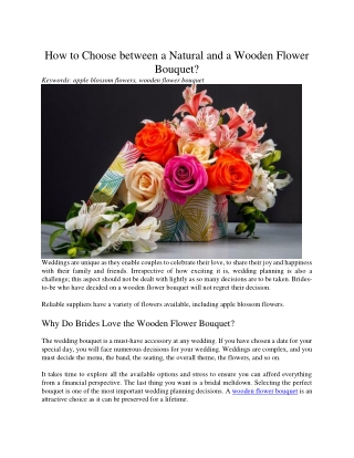 How to Choose between a Natural and a Wooden Flower Bouquet