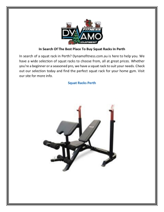 In Search Of The Best Place To Buy Squat Racks In Perth