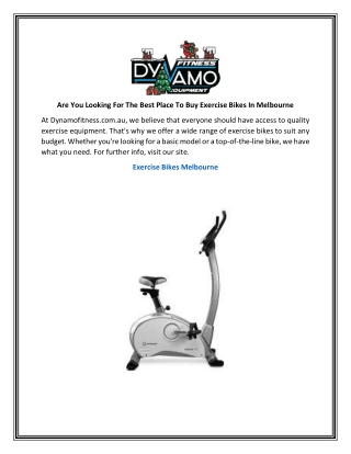 Are You Looking For The Best Place To Buy Exercise Bikes In Melbourne