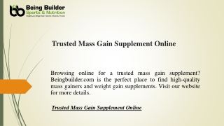 Trusted Mass Gain Supplement Online  Beingbuilder.com