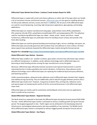 Differential Tapes Market Size & Industry Trends Report for 2028