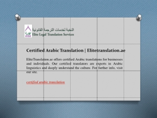 Certified Arabic Translation  Elitetranslation.ae